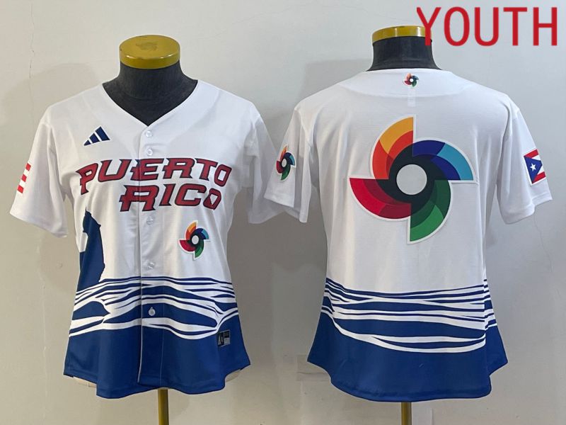 Youth 2023 World Cub Puerto Rico Blank White MLB Jersey7->youth mlb jersey->Youth Jersey